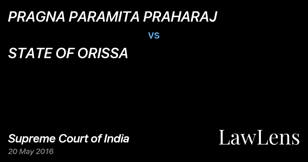 Preview image for PRAGNA PARAMITA PRAHARAJ vs. STATE OF ORISSA