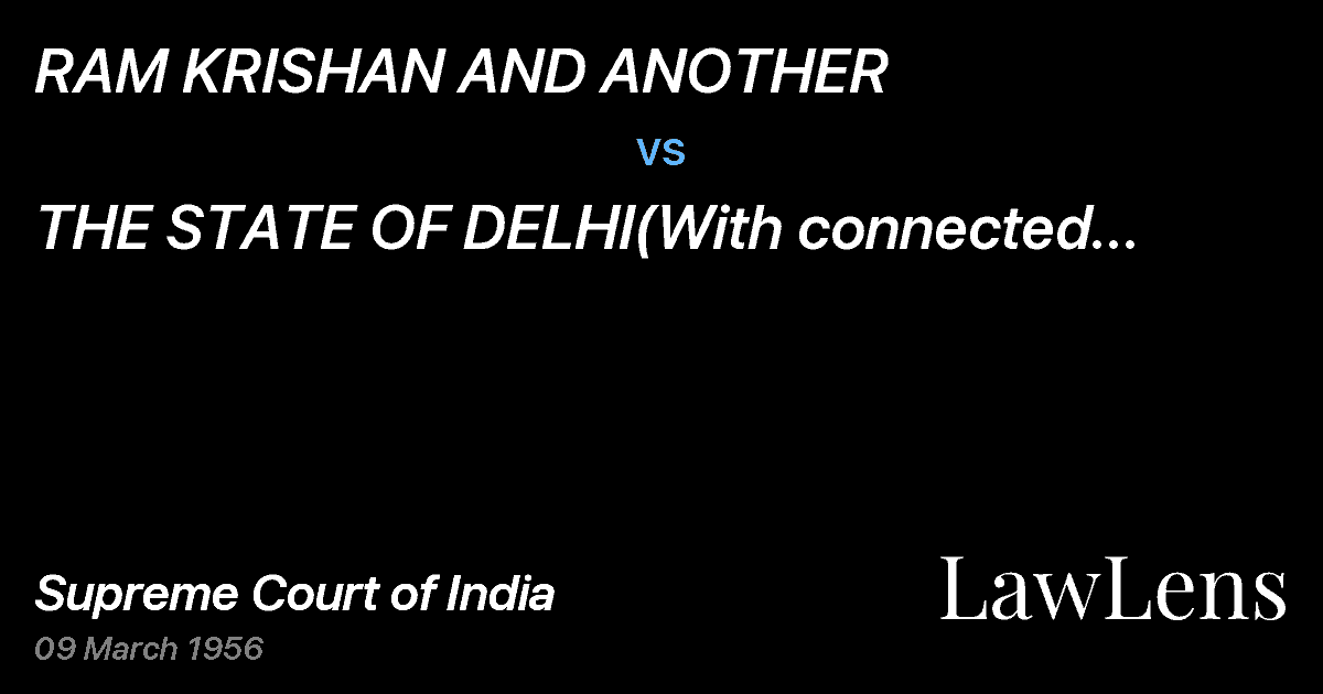 Preview image for RAM KRISHAN AND ANOTHER vs. THE STATE OF DELHI(With connected appeal)