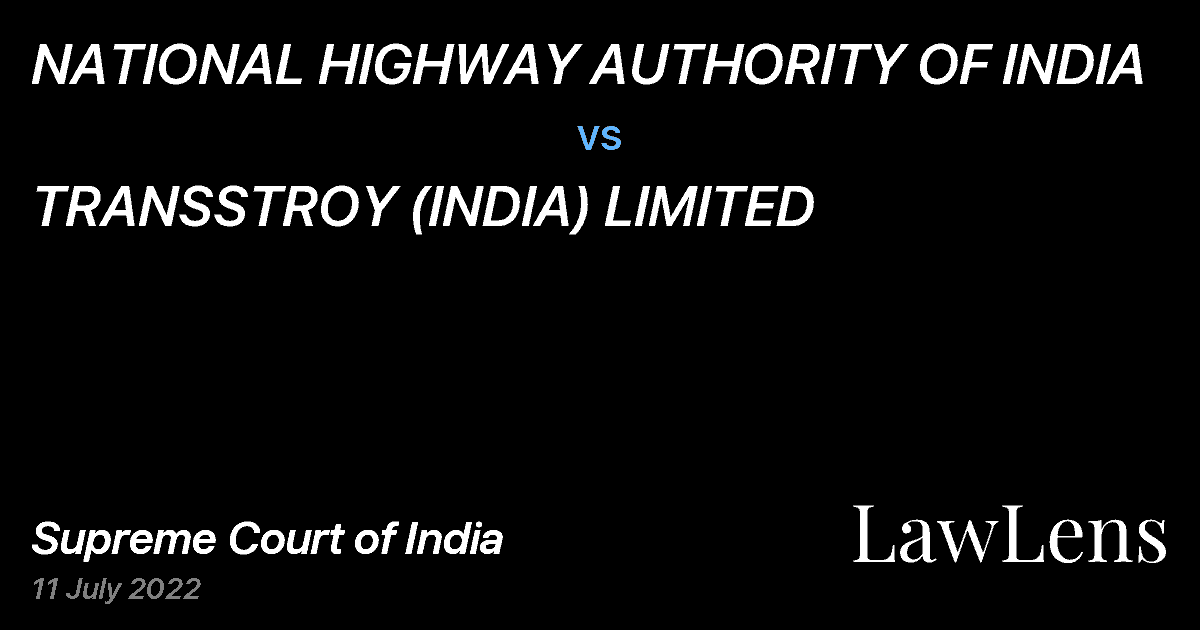 Preview image for NATIONAL HIGHWAY AUTHORITY OF INDIA vs. TRANSSTROY (INDIA) LIMITED