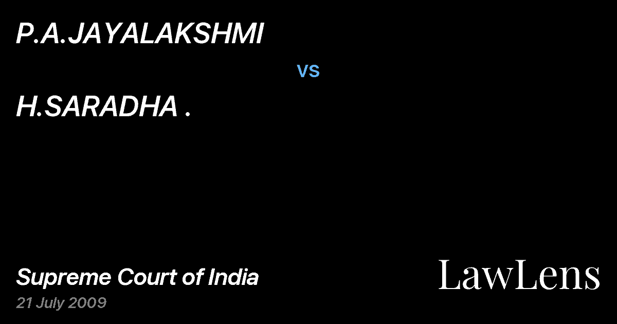 Preview image for P.A.JAYALAKSHMI vs. H.SARADHA .