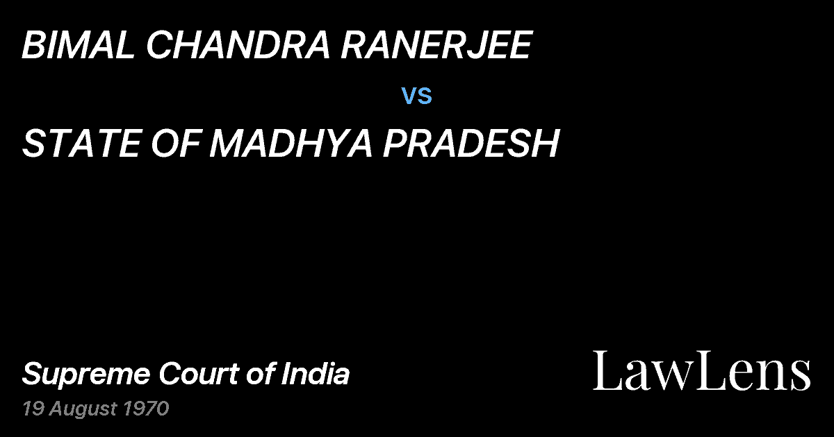 Preview image for BIMAL CHANDRA RANERJEE vs. STATE OF MADHYA PRADESH