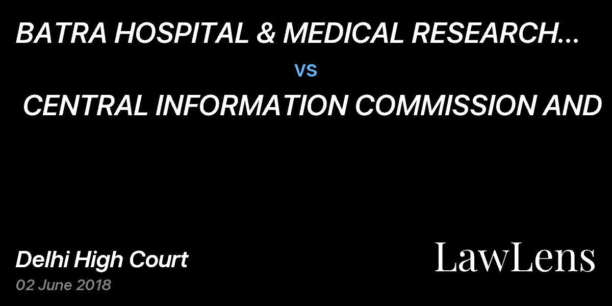 Preview image for BATRA HOSPITAL & MEDICAL RESEARCH  CENTRE vs. CENTRAL INFORMATION COMMISSION AND  ANR