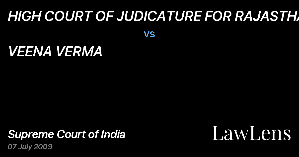 Preview image for HIGH COURT OF JUDICATURE FOR RAJASTHAN vs. VEENA VERMA