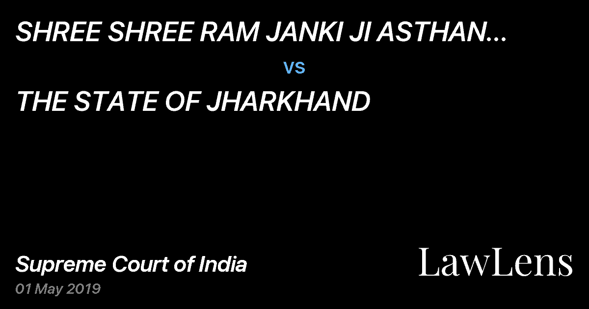 Preview image for SHREE SHREE RAM JANKI JI ASTHAN TAPOVAN MANDIR vs. THE STATE OF JHARKHAND