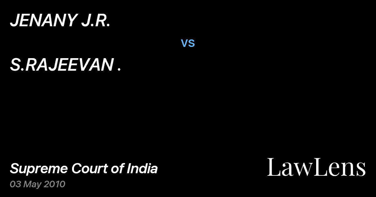 Preview image for JENANY J.R. vs. S.RAJEEVAN .