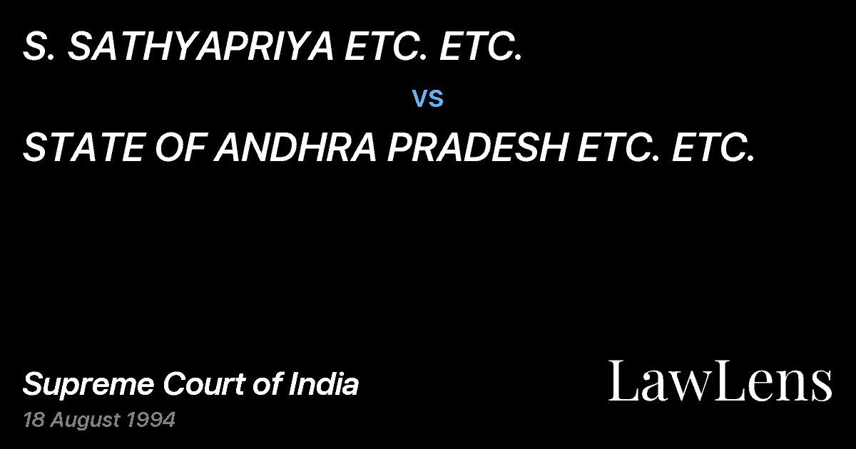 Preview image for S. SATHYAPRIYA ETC. ETC. vs. STATE OF ANDHRA PRADESH ETC. ETC.