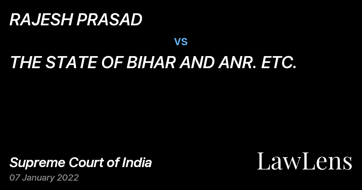 Preview image for RAJESH PRASAD vs. THE STATE OF BIHAR AND ANR. ETC.