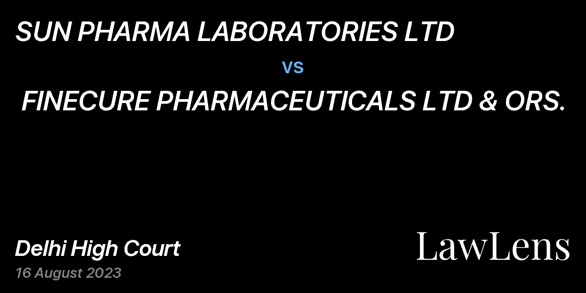 Preview image for SUN PHARMA LABORATORIES LTD  vs.  FINECURE PHARMACEUTICALS LTD & ORS.