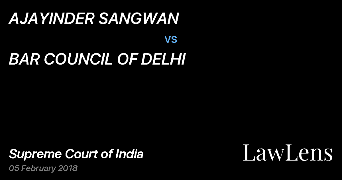 Preview image for AJAYINDER SANGWAN vs. BAR COUNCIL OF DELHI