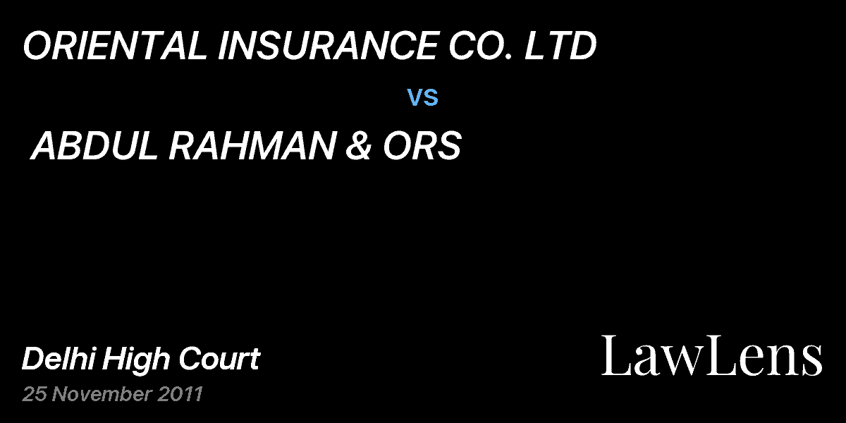 Preview image for ORIENTAL INSURANCE CO. LTD  vs.  ABDUL RAHMAN & ORS