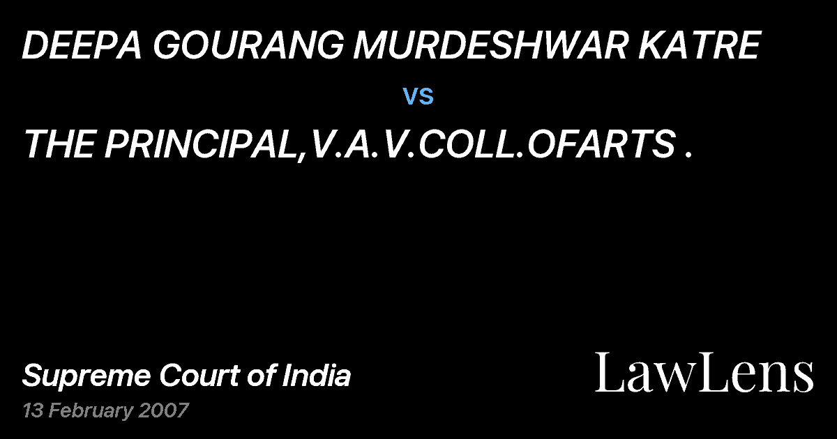 Preview image for DEEPA GOURANG MURDESHWAR KATRE vs. THE PRINCIPAL,V.A.V.COLL.OFARTS .