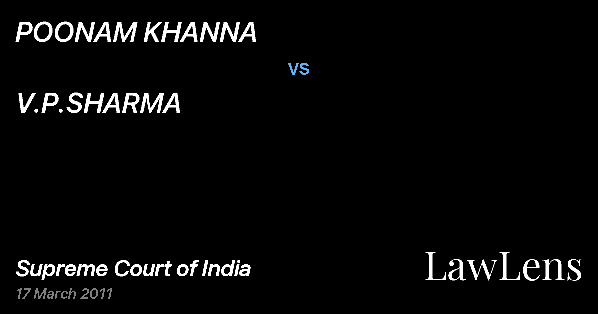 Preview image for POONAM KHANNA vs. V.P.SHARMA