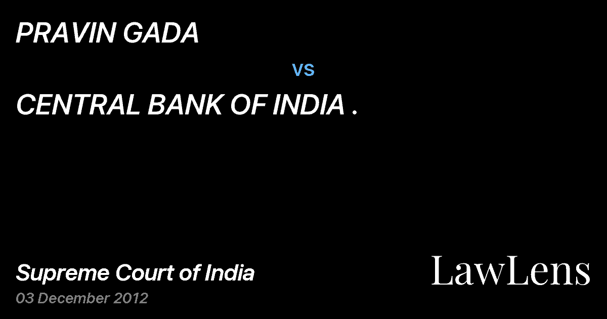 Preview image for PRAVIN GADA vs. CENTRAL BANK OF INDIA .