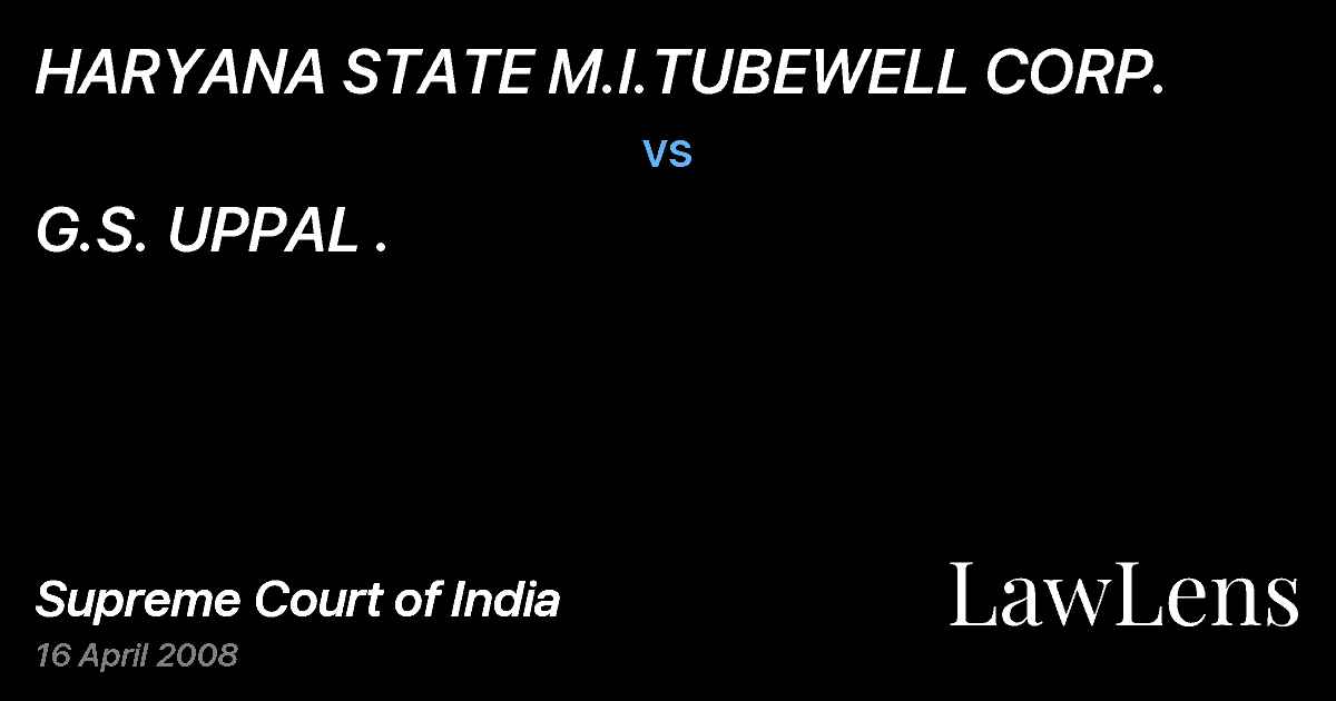 Preview image for HARYANA STATE M.I.TUBEWELL CORP. vs. G.S. UPPAL .