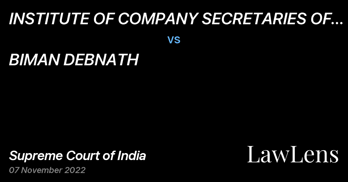 Preview image for INSTITUTE OF COMPANY SECRETARIES OF INDIA vs. BIMAN DEBNATH