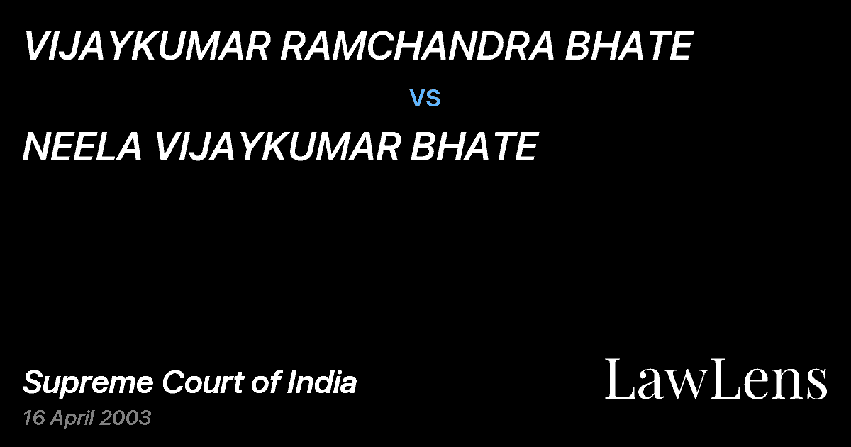 Preview image for VIJAYKUMAR RAMCHANDRA BHATE vs. NEELA VIJAYKUMAR BHATE