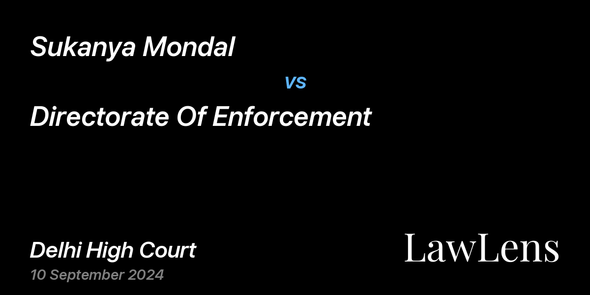Preview image for Sukanya Mondal vs. Directorate Of Enforcement