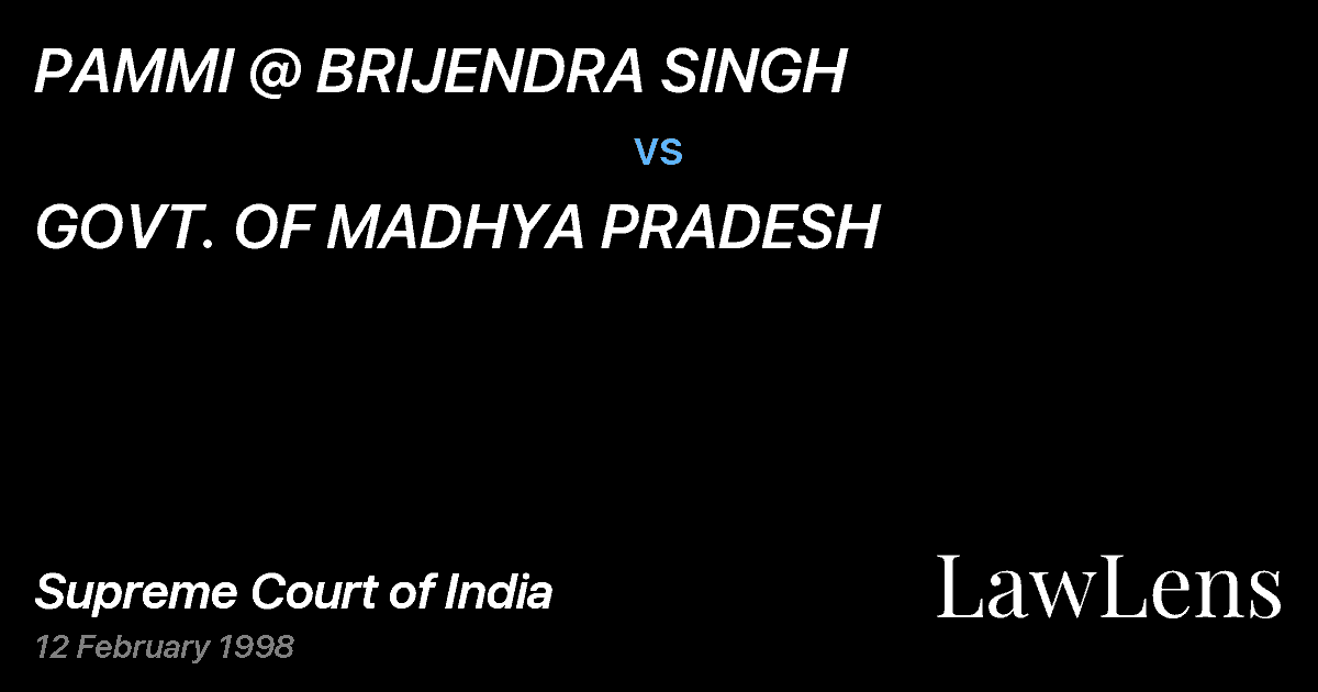 Preview image for PAMMI @ BRIJENDRA SINGH vs. GOVT. OF MADHYA PRADESH