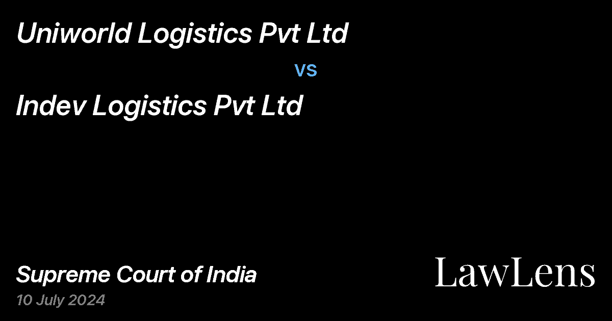 Preview image for UNIWORLD LOGISTICS PVT LTD vs. INDEV LOGISTICS PVT LTD