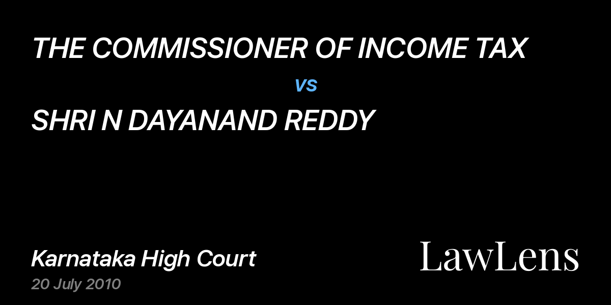 Preview image for THE COMMISSIONER OF INCOME TAX vs. SHRI N DAYANAND REDDY