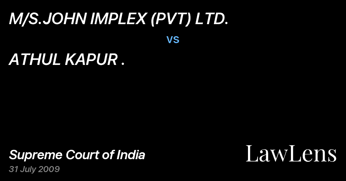 Preview image for M/S.JOHN IMPLEX (PVT) LTD. vs. ATHUL KAPUR .