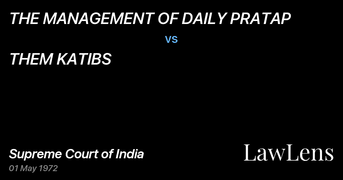 Preview image for THE MANAGEMENT OF DAILY PRATAP vs. THEM KATIBS