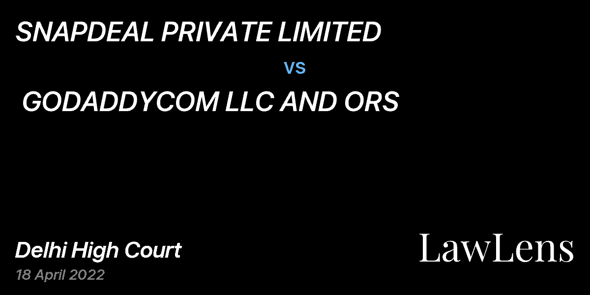 Preview image for SNAPDEAL PRIVATE LIMITED  vs.  GODADDYCOM LLC AND ORS