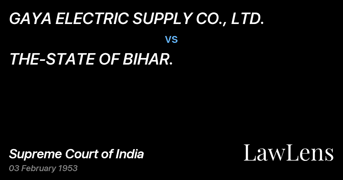 Preview image for GAYA ELECTRIC SUPPLY CO., LTD. vs. THE-STATE OF BIHAR.