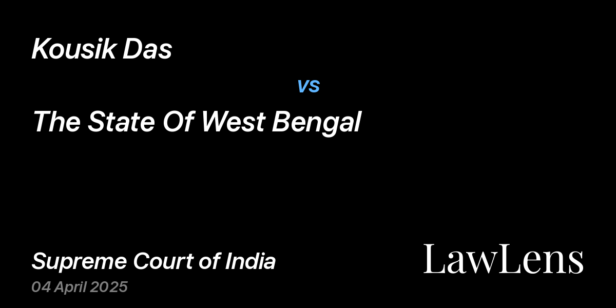 Preview image for Kousik Das vs. The State Of West Bengal
