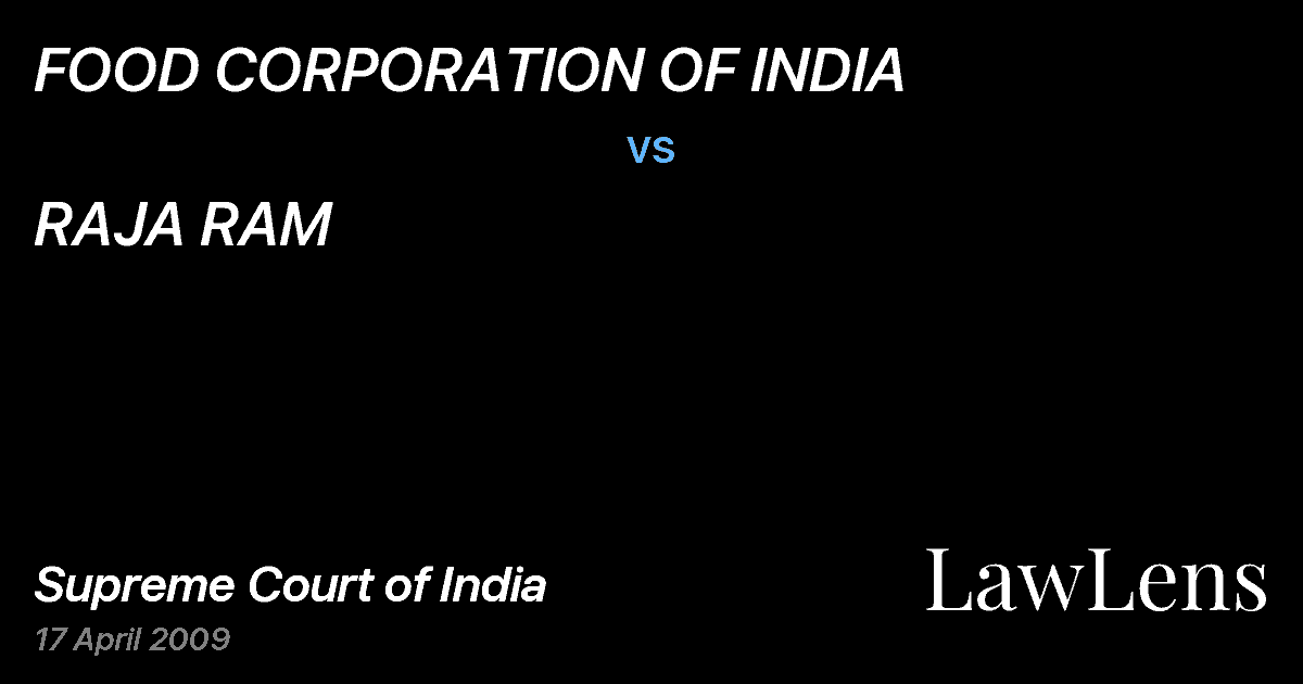 Preview image for FOOD CORPORATION OF INDIA vs. RAJA RAM