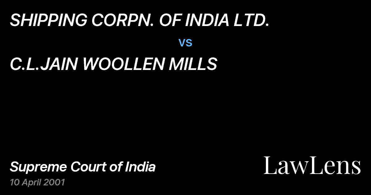 Preview image for SHIPPING CORPN. OF INDIA LTD. vs. C.L.JAIN WOOLLEN MILLS