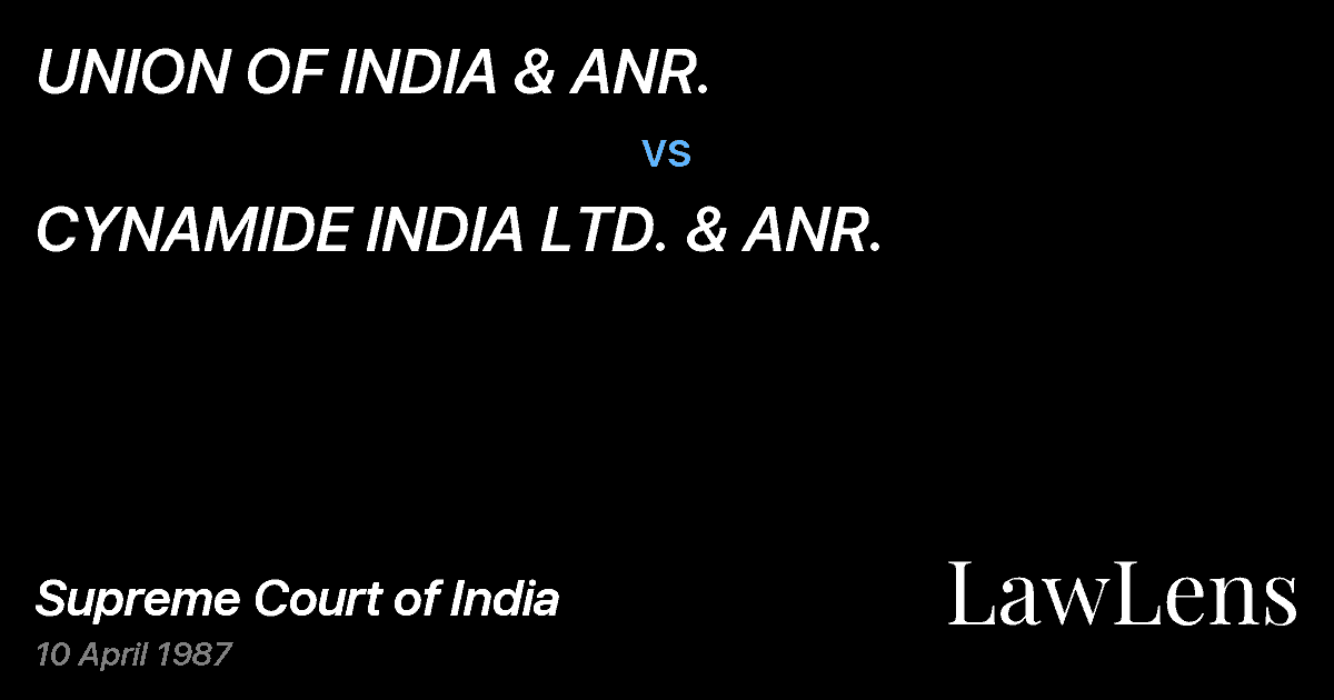 Preview image for UNION OF INDIA & ANR. vs. CYNAMIDE INDIA LTD. & ANR.
