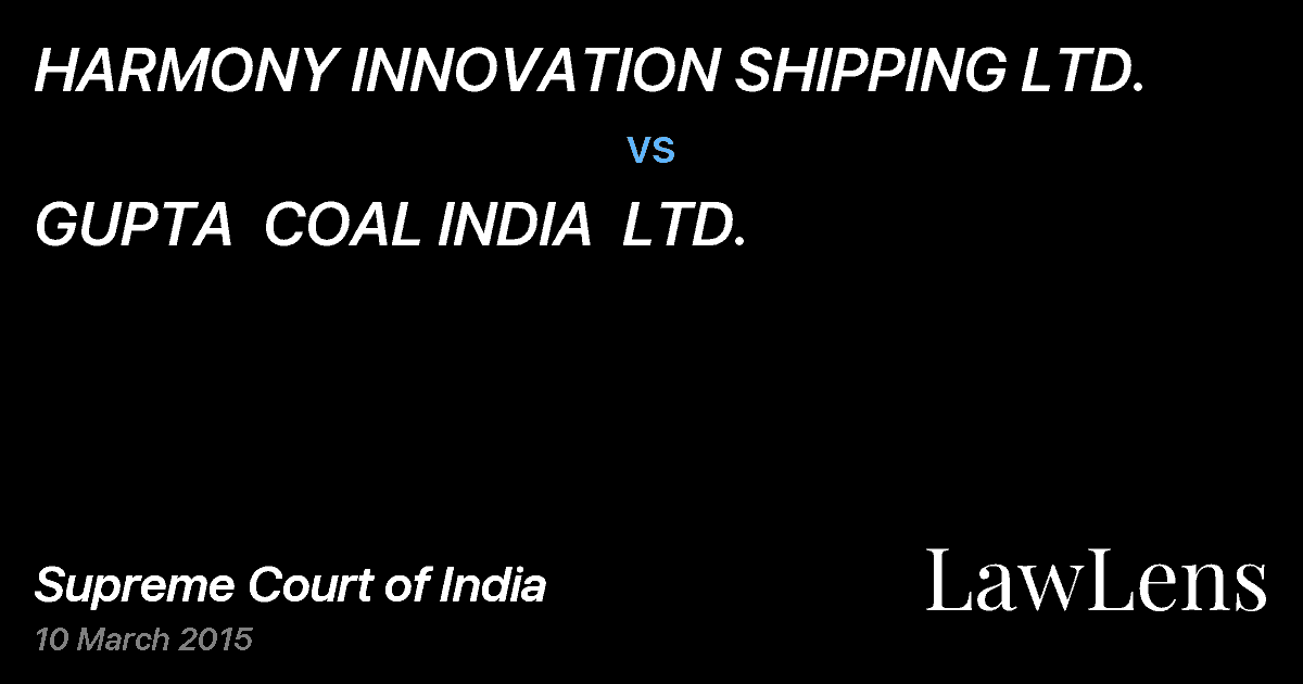 Preview image for HARMONY INNOVATION SHIPPING LTD. vs. GUPTA  COAL INDIA  LTD.