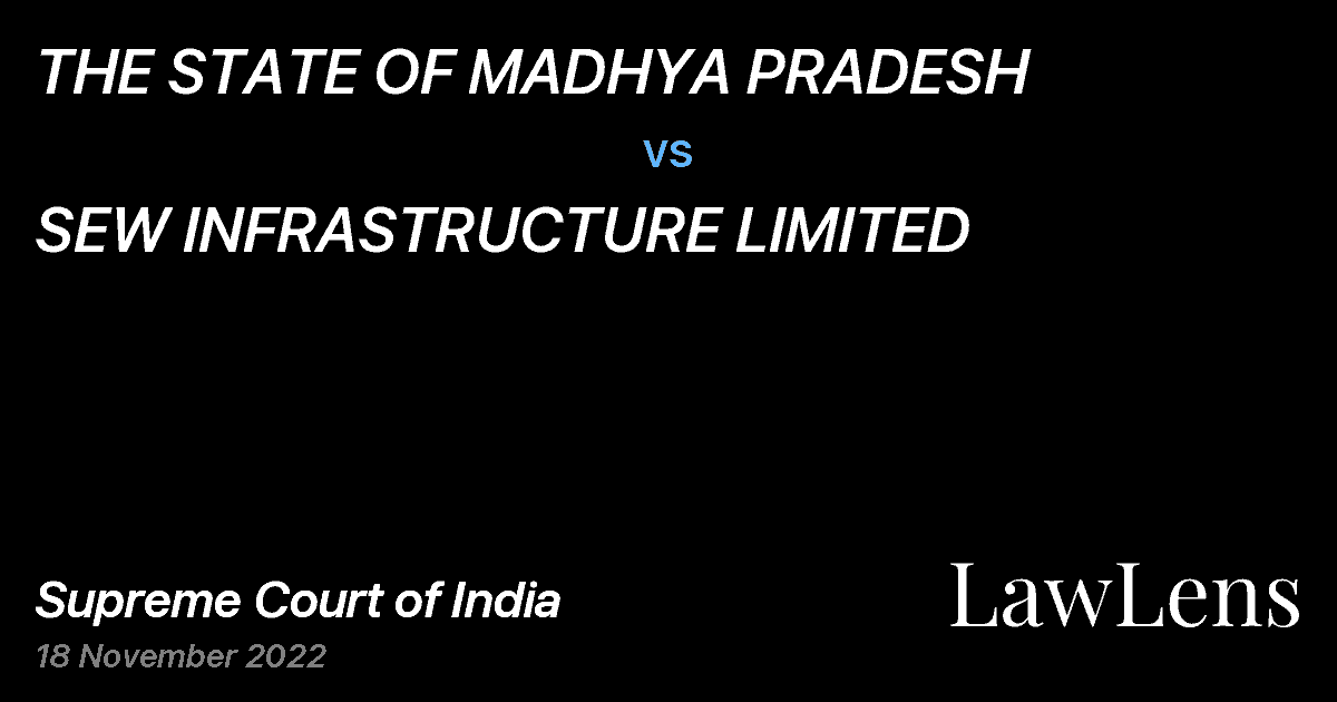 Preview image for THE STATE OF MADHYA PRADESH vs. SEW INFRASTRUCTURE LIMITED