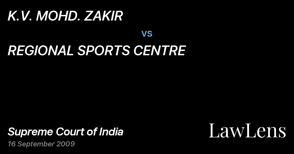 Preview image for K.V. MOHD. ZAKIR vs. REGIONAL SPORTS CENTRE