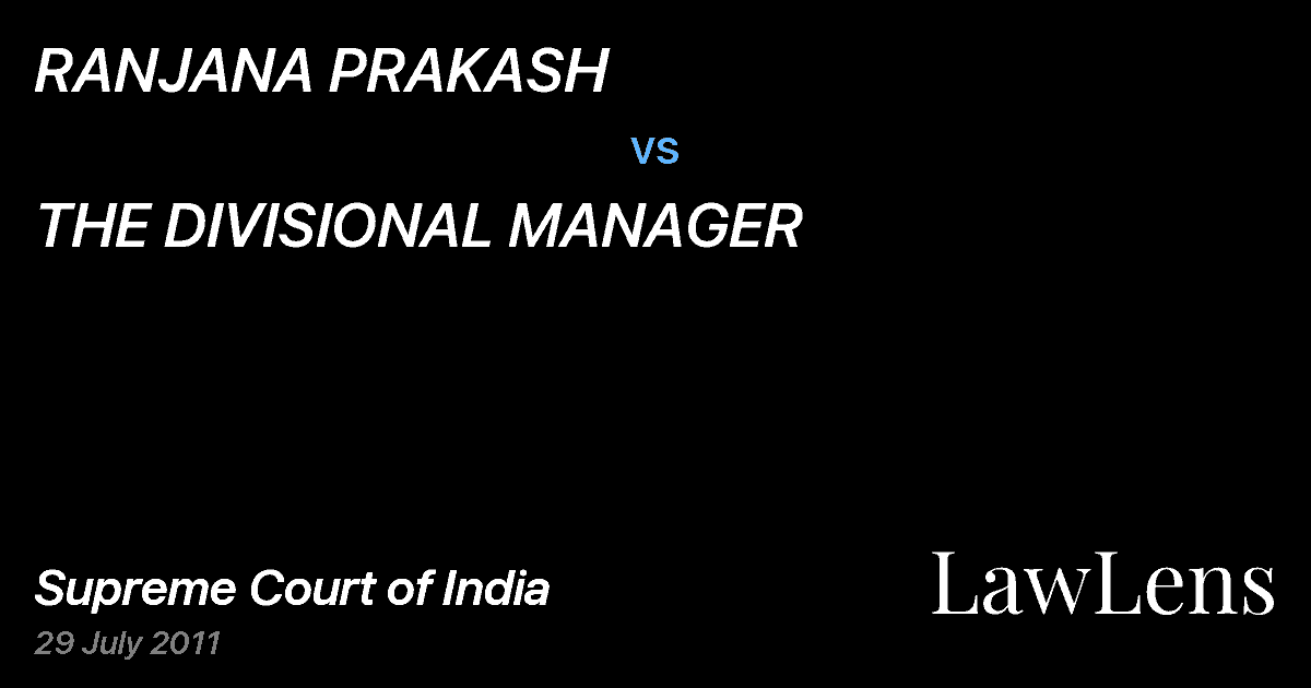 Preview image for RANJANA PRAKASH vs. THE DIVISIONAL MANAGER