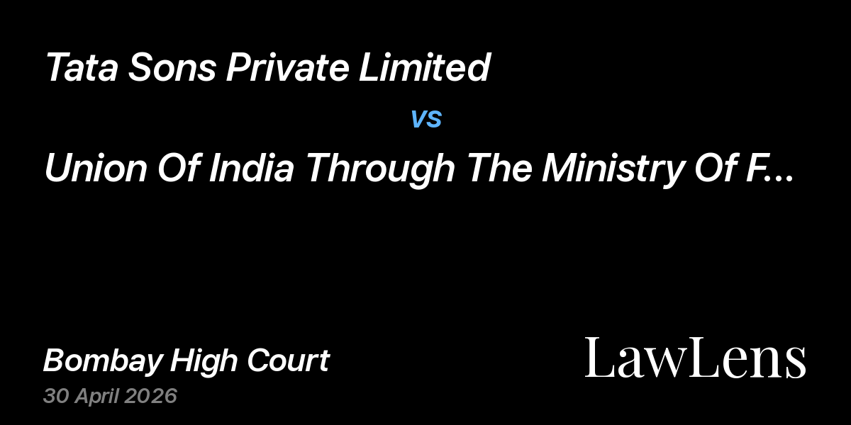 Preview image for Tata Sons Private Limited vs. Union Of India Through The Ministry Of Finance