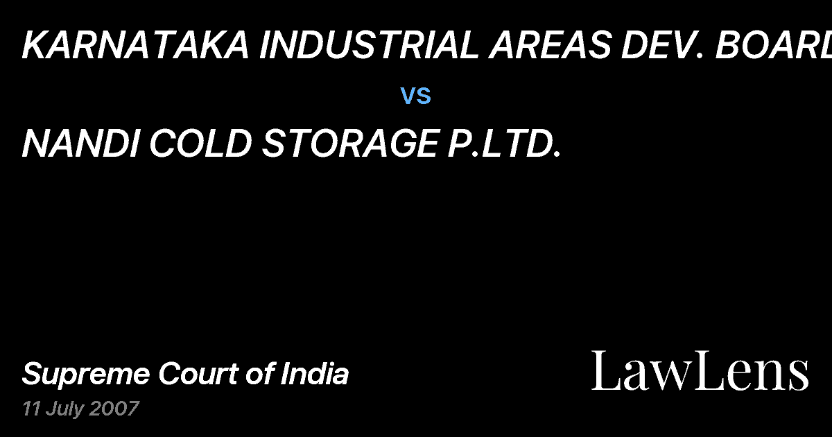 Preview image for KARNATAKA INDUSTRIAL AREAS DEV. BOARD vs. NANDI COLD STORAGE P.LTD.