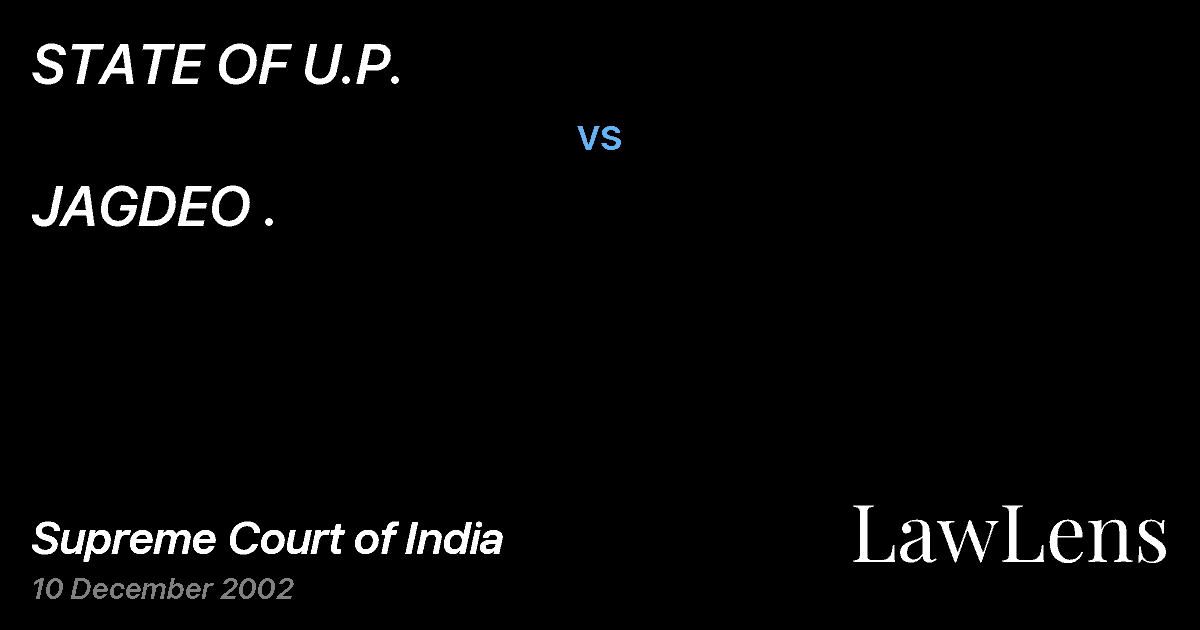 Preview image for STATE OF U.P. vs. JAGDEO .