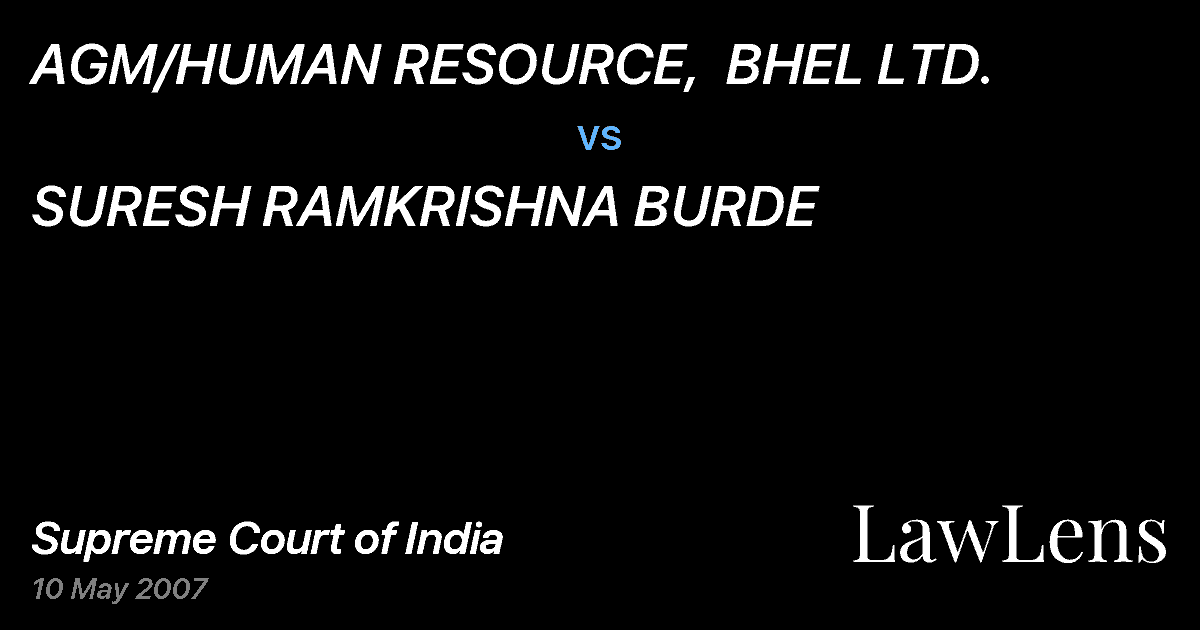 Preview image for AGM/HUMAN RESOURCE,  BHEL LTD. vs. SURESH RAMKRISHNA BURDE