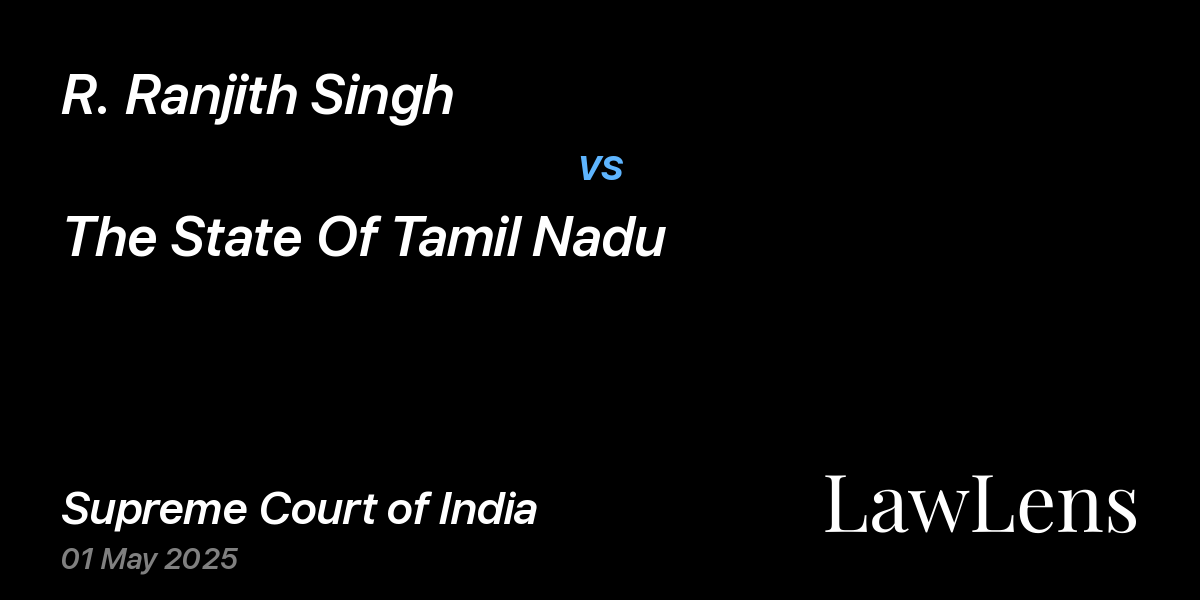 Preview image for R. Ranjith Singh vs. The State Of Tamil Nadu
