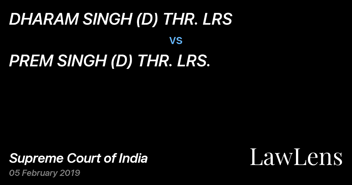 Preview image for DHARAM SINGH (D) THR. LRS vs. PREM SINGH (D) THR. LRS.
