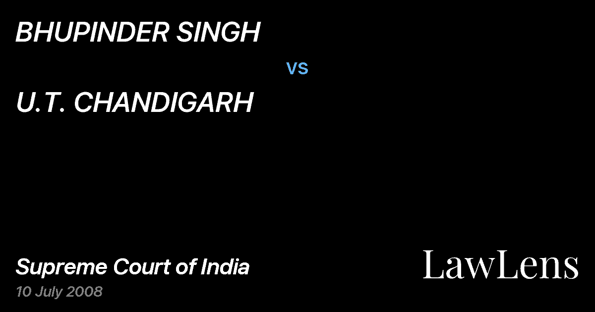 Preview image for BHUPINDER SINGH vs. U.T. CHANDIGARH