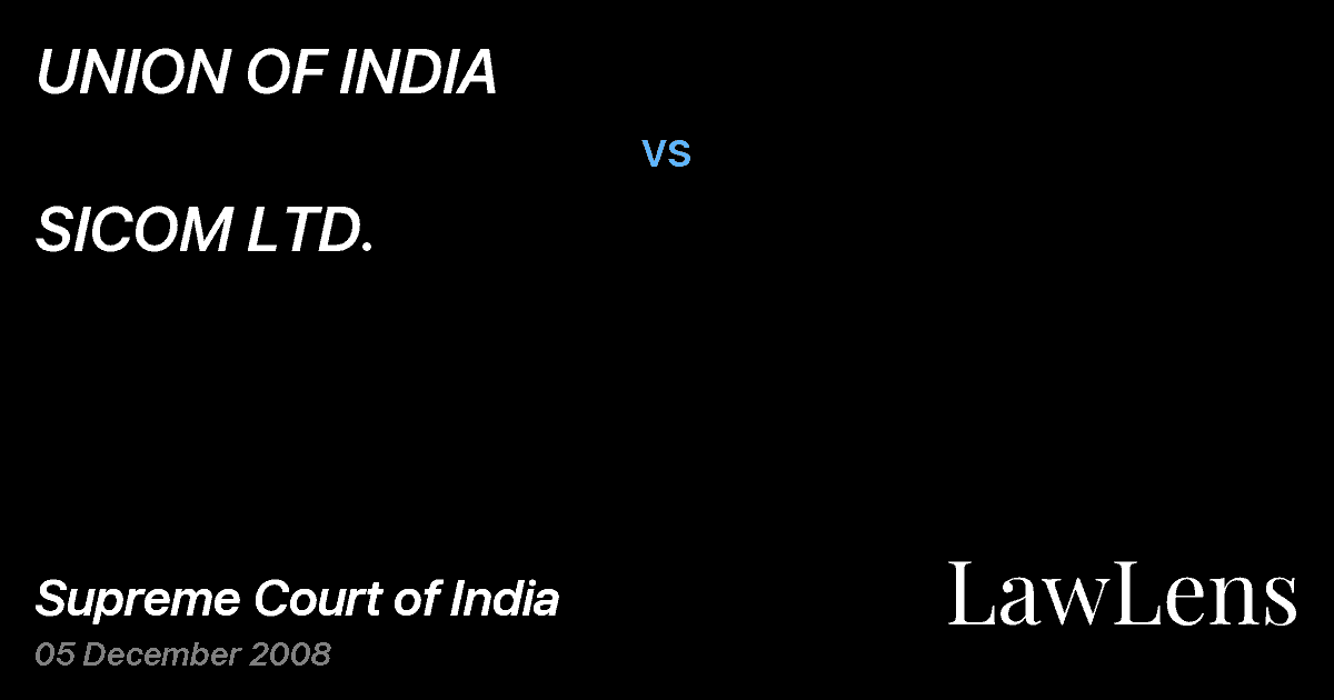 Preview image for UNION OF INDIA vs. SICOM LTD.