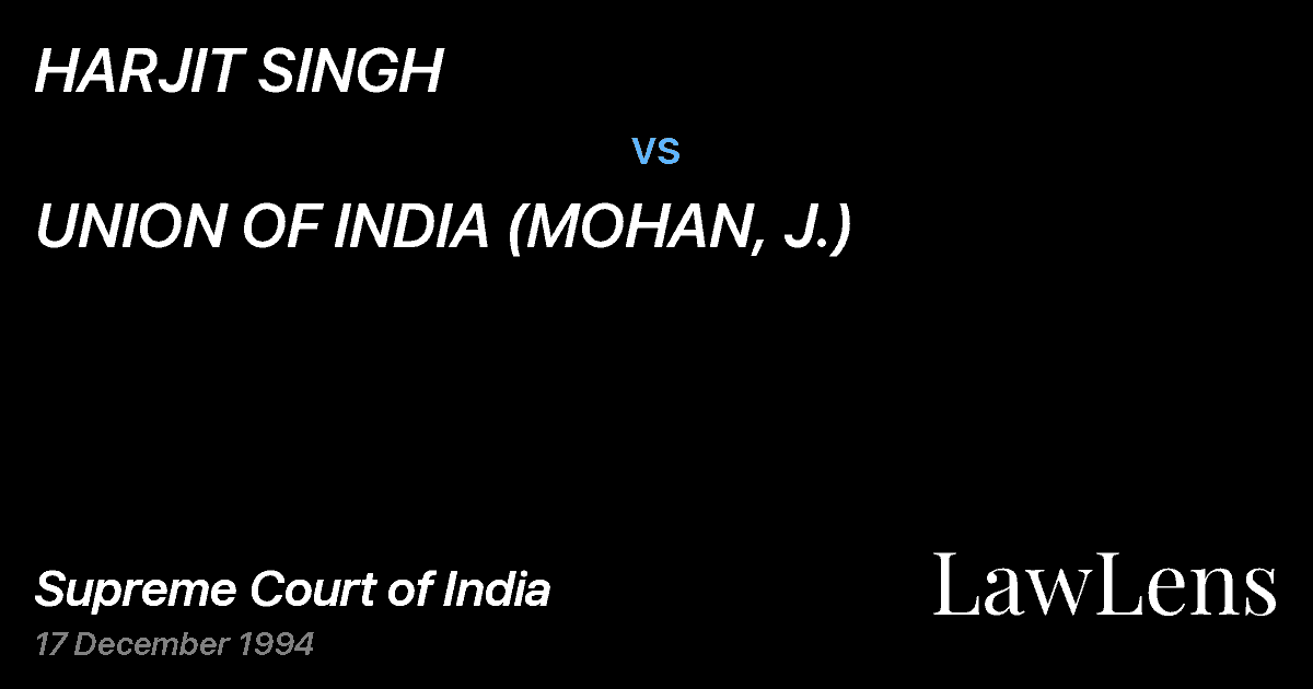 Preview image for HARJIT SINGH vs. UNION OF INDIA (MOHAN, J.)