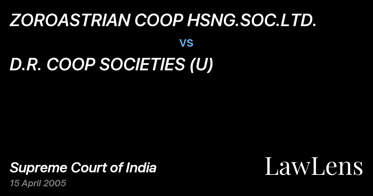 Preview image for ZOROASTRIAN COOP HSNG.SOC.LTD. vs. D.R. COOP SOCIETIES (U)