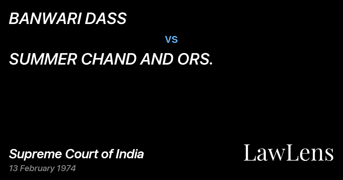 Preview image for BANWARI DASS vs. SUMMER CHAND AND ORS.