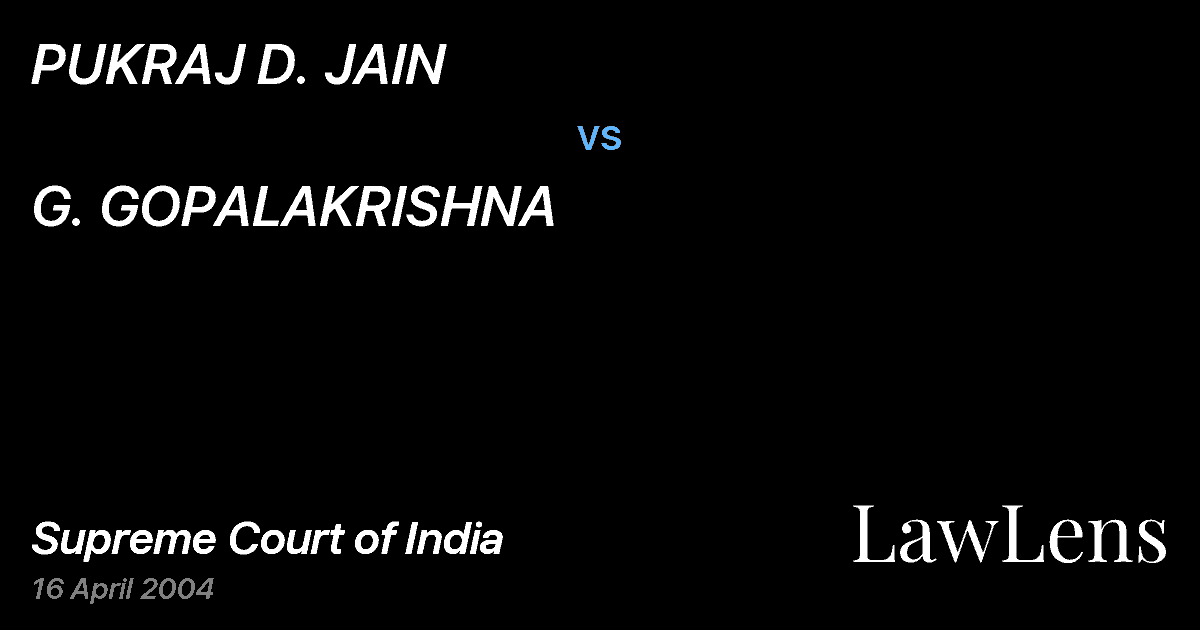Preview image for PUKRAJ D. JAIN vs. G. GOPALAKRISHNA