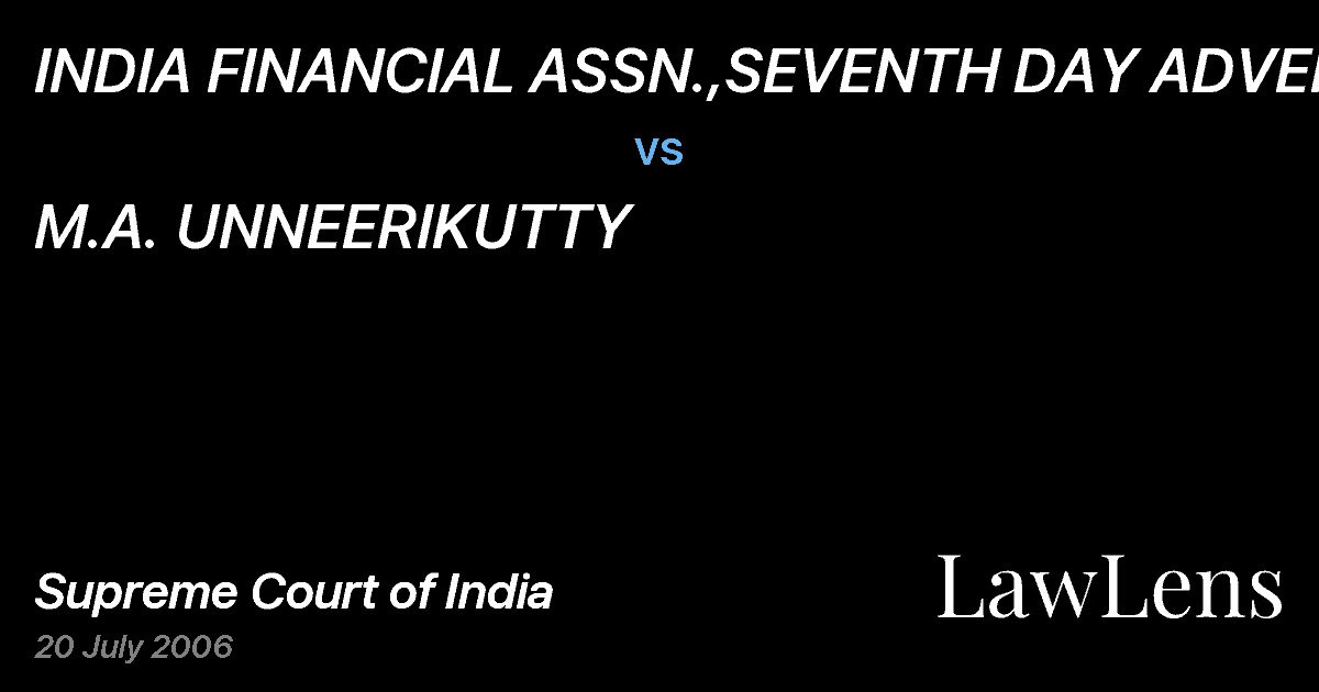 Preview image for INDIA FINANCIAL ASSN.,SEVENTH DAY ADVEN. vs. M.A. UNNEERIKUTTY