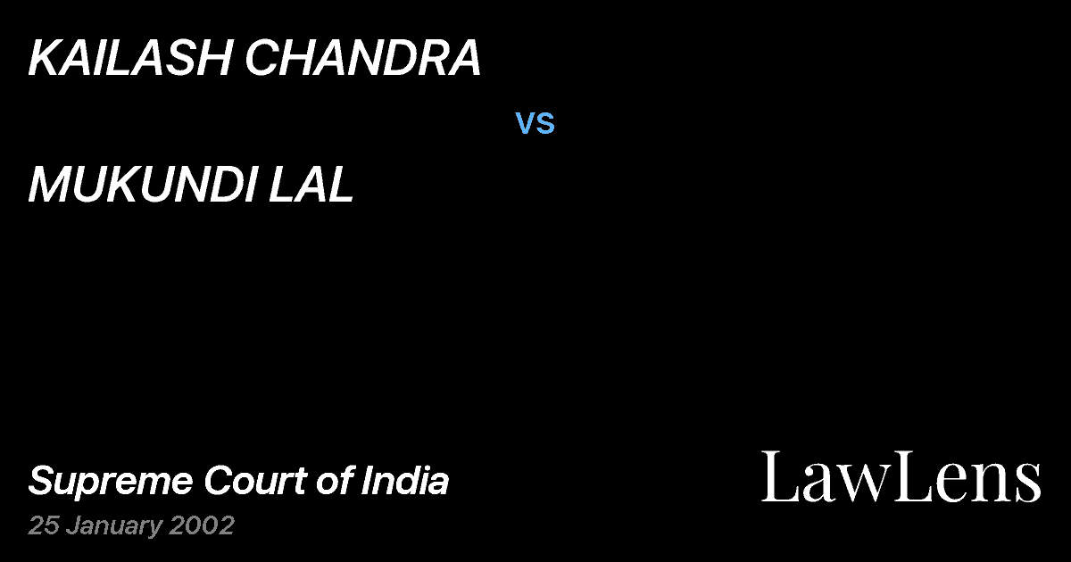 Preview image for KAILASH CHANDRA vs. MUKUNDI LAL